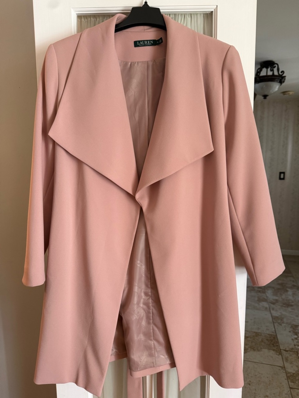 Lauren Ralph Lauren Blush Open-Front Draped Trench Coat